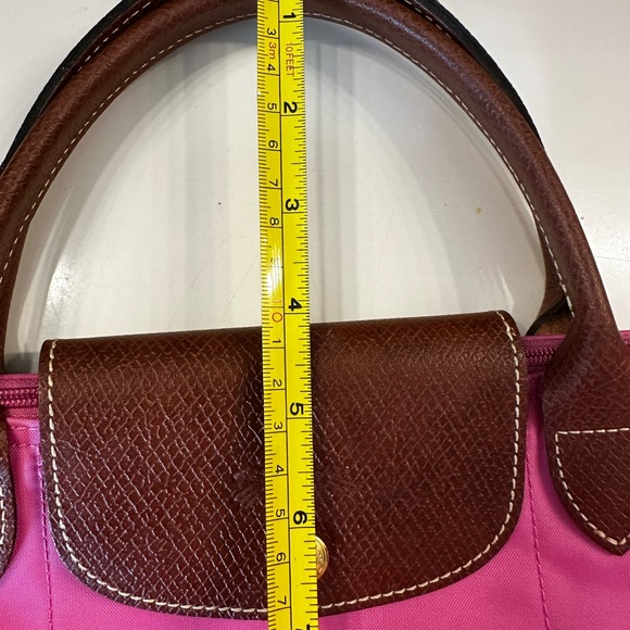 LongChamp LE Pliage Pink Small Nylon Canvas & Leather Trim Tote Travel Bag π - Picture 6 of 17